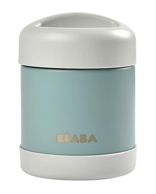 Beaba Stainless Steel Insulated Food Jar 10 oz, Kids Thermos, Lunch Containers, Leakproof, Wide Opening, Suitable for Hot and Cold Foods (Eucalyptus)-CubbioJoy