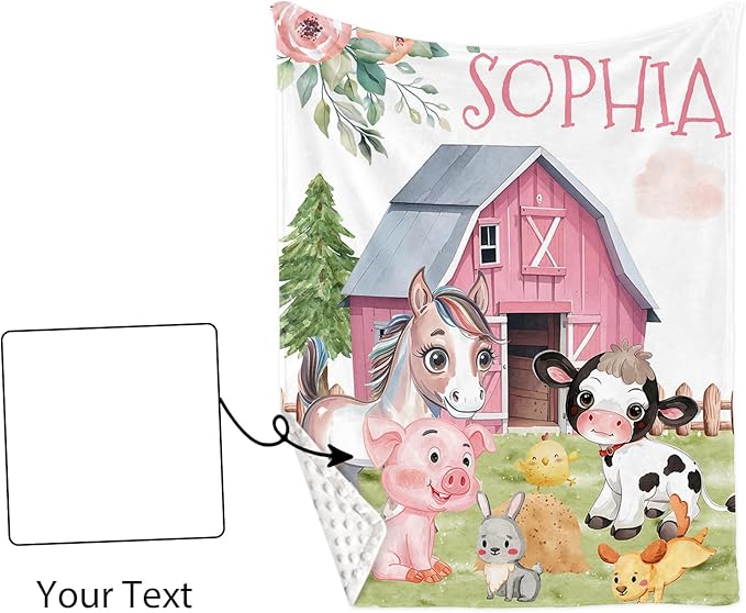 Custom Nursery Crib Bedding Set: Personalized Name 4 Piece Animal House Design Baby Crib Sets for Girls - Toddler Double Layer Blanket Set, Comfortable Crib Bed Sheets for Baby Toddlers-CubbioJoy