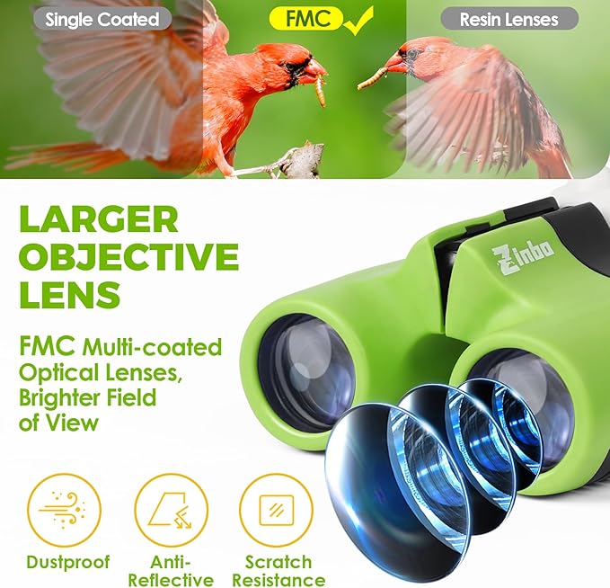 Binoculars for Kids, Toys for 3-12 Year Old Girls and Boys, Bird Watching Hiking 4 5 6 7 8 9 Year Old Girl Boy Christmas Birthday Gifts, Outdoor Toys for Kid Set with Magnifying Glass & Compass-CubbioJoy