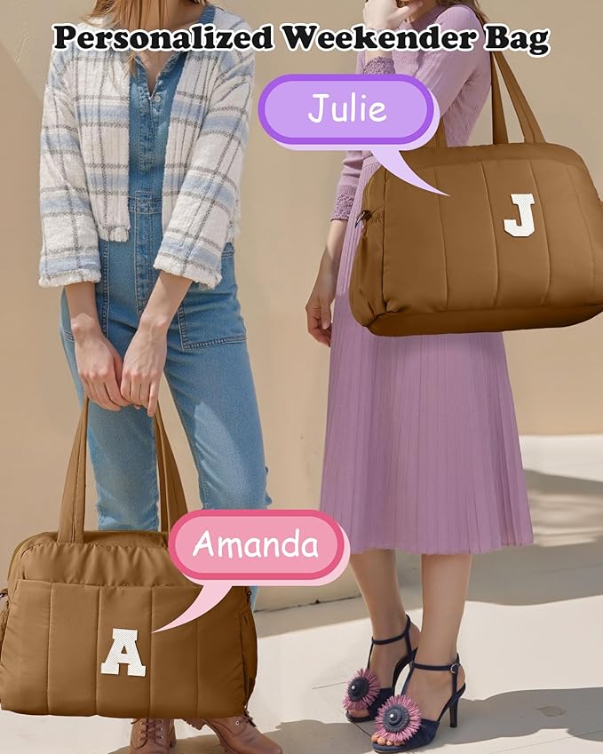 College Girl Gift-Duffle Bag with Letter, Carry On Bags for Women，Overnight Bag with Wet Pocket，Lightweight Travel Bags Personalized Gym Tote with Makeup Pouch-CubbioJoy