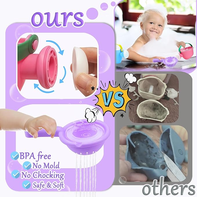 6Pcs Toddler Bath Toys for Kids Ages 1-3 Bath Toys for Babies12-18 Months Water Can Bathtub Toys for Kids Pool Toys Water Table Toys for 1 2 3 4 5 6 Years Old Girls Boys Gift-CubbioJoy
