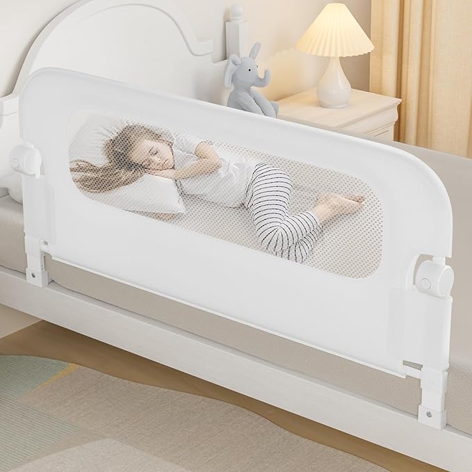 Baby Bed Rail Guard for Toddlers -46" Toddler Bed Rails for Twin, Full, Queen, King Bunk Size Bed Swing Down Bedrail Extral Tall Child Safety Side Railing Guards for Kids-CubbioJoy