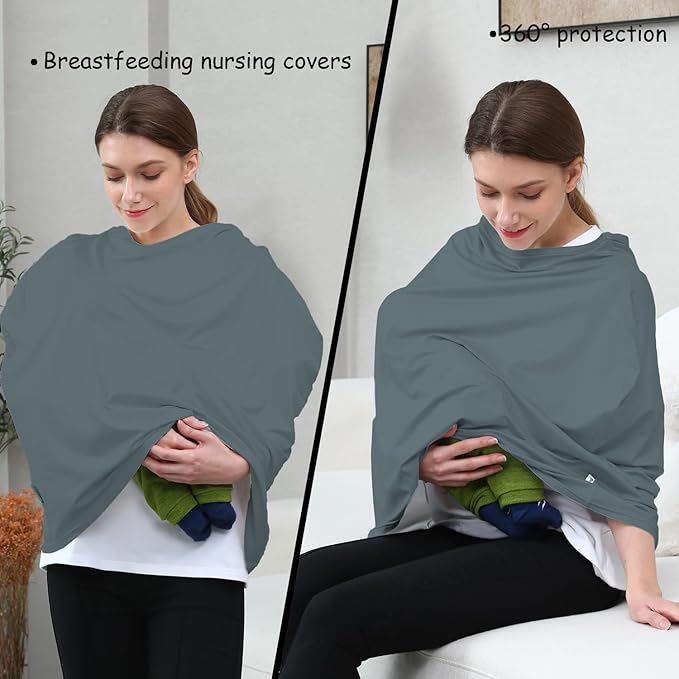Car Seat Cover Baby for Nursing, Baby Breastfeeding Cover Carseat Canopy Covers, Solid Color Multi-use Nursing Cover for Babies (Neutral Grey)-CubbioJoy