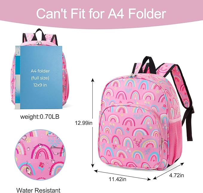 CLUCI Kids Backpack for Girls Toddler Backpack for Preschool Kindergarten Child Cute Daycare School Bookbag Travel Pink Rainbow-CubbioJoy