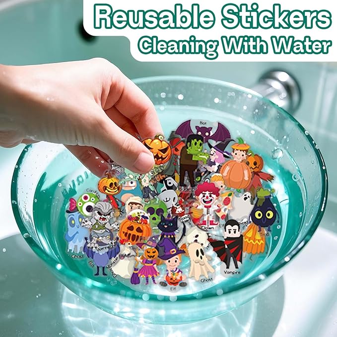 2 Set Halloween Reusable Sticker Books for Toddlers 3+, Halloween Stickers for Kids, Sticker Book for Toddlers 3+ Years, Halloweens Gifts for Kids Girls Boys-CubbioJoy