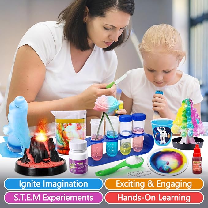 310 Experiments Science Kits for Kids, S.T.E.M Scientific Projects Toys for Boys Girls Gifts Ideas Birthday Christmas, Erupting Volcano, Chemistry Set, Space Project-CubbioJoy
