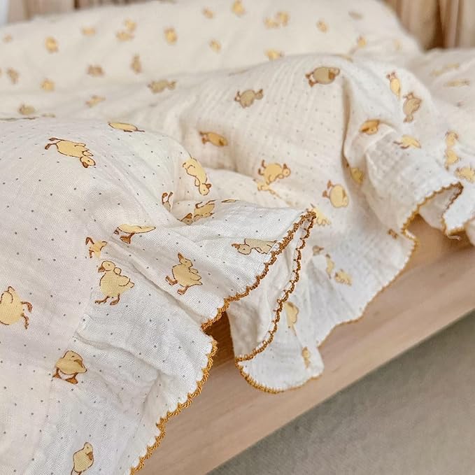 BuLuTu Cute Toddler Pillow Cases Cotton Muslin Toddler Pillowcase 1 PC, Ultra Soft Small Pillowcase Fits Toddler Pillow Sized 12"x16"/13"x18"/14"x19", Enveloped Closure Kids Girls Boys Pillowcases-CubbioJoy