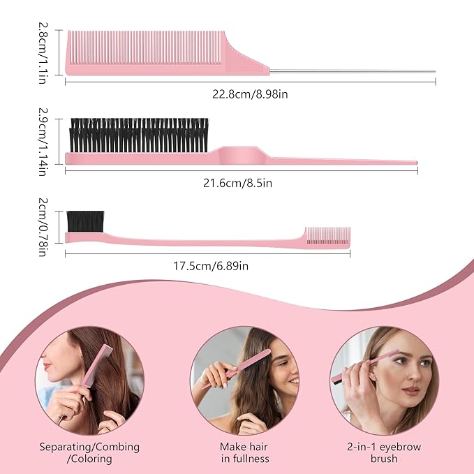Curl Defining Brush, Curly Hair Brush, Slick Back Hair Brush, For Combing and Shaping Curls in All Hairstyles to Reduce Pulling (Pink)-CubbioJoy