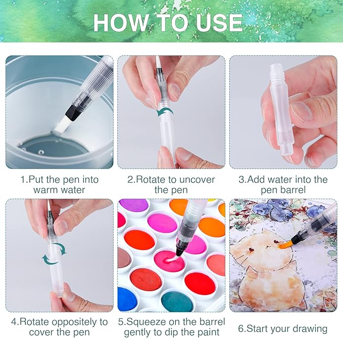 AROIC 65 Pieces Watercolor Paint Set,36 Colors Watercolor,10 Brushes,3 Refillable Water Brush Pens,16 Page Pad(8.5 * 5.5in),Profesional Watercolor Kit for Kids, Adults, Beginners-CubbioJoy