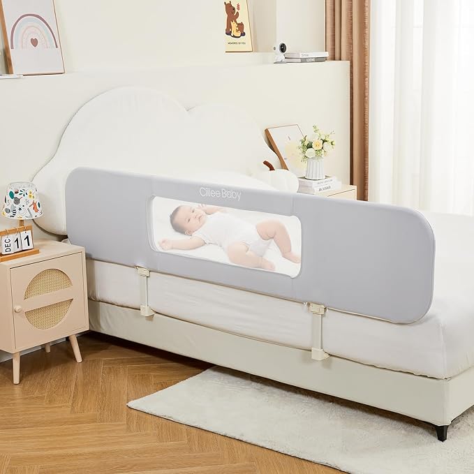 Ciilee Baby Bed Rail for Toddlers Extra Large 72.83" L Kids Rails Guard for Twin, Full, Queen, King Bed Adjustable Children Side Railing Safety Bedrail Foldable Barandas para Camas de Niños (Grey-CubbioJoy