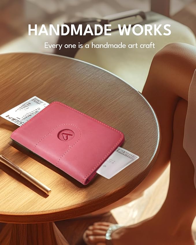 ALLIVE Genuine Leather Passport Holder with Airtag, Travel Must Haves Airport Essentials, Case Travel Gifts-CubbioJoy