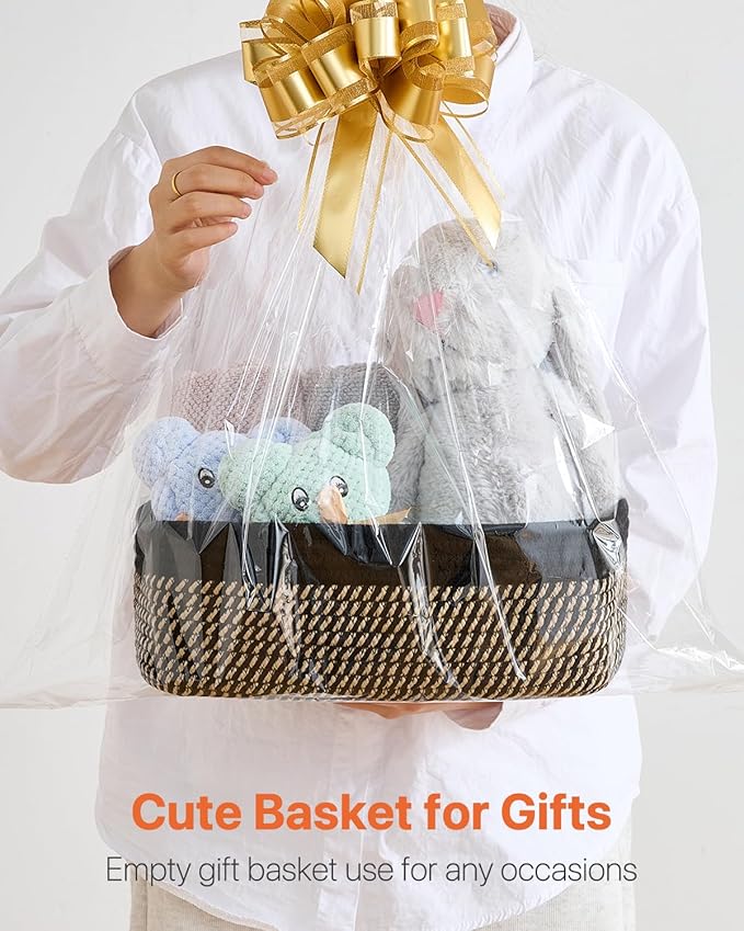 KALLAX Small Woven Basket, 12 x 8 x 4.5 Inches, Storage Basket for Organizing, Cute Small Rope Shelf Closet Cube Storage Bins Baskets for Shelves, Dog Toy Gift Baskets Empty, 3 Pack Black & Brown-CubbioJoy