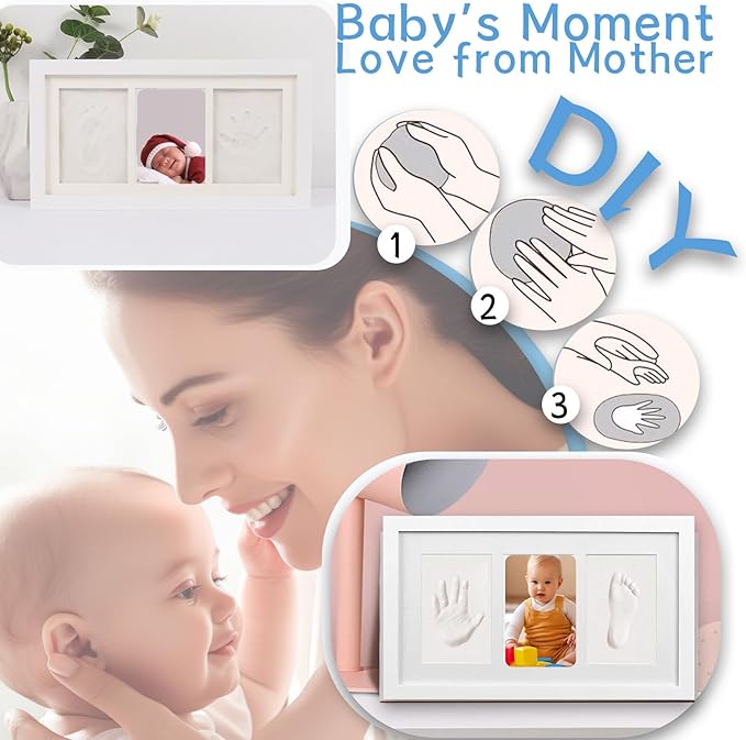 Baby Clay Hand and Footprint Kit, Newborn Keepsake Frame, Personalized Baby Gifts for New Mom Nursery Decor, Baby First Christmas Gifts for Girls Boys Baby Shower Gifts-CubbioJoy