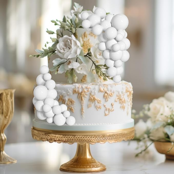 75 Pieces White Cake Balls Topper Decorations Foam Cupcake Topper Mini Balloon Cake Topper Picks for Cake Deco Birthday Party Wedding-CubbioJoy