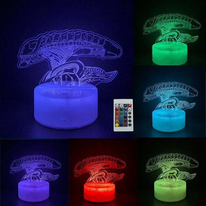3D Alien Night Light, Monster Illusion Table Lamp with 16 Colors Remote Control Touch Lamp LED USB Night Light Desk Lamps Room Decorations Home Decor Holiday Birthday Light-CubbioJoy