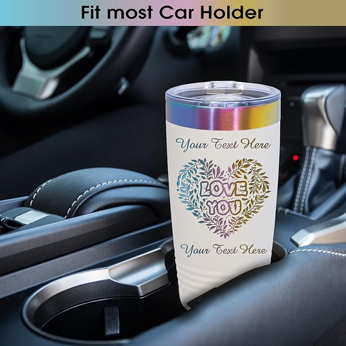 iProductsUS Personalized Tumblers with Lid and Straw, 20oz ION-Plated Stainless Steel Engraved Custom Cup with Name Text, Customized Mothers Day Gifts for Mom, Her, Christmas Birthday (Prism Colors)-CubbioJoy