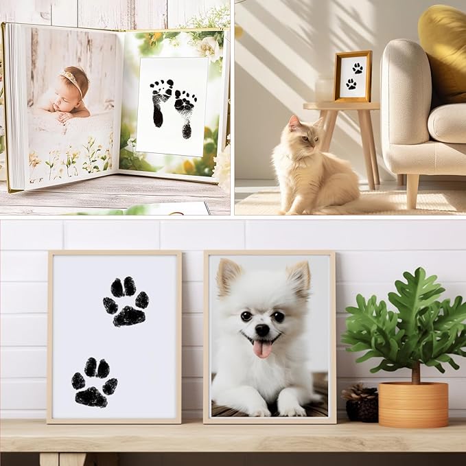 6" x 4" Large Size Baby Inkless Handprint and Footprint Kit with 4 Ink Pads and 8 Imprint Cards by PChero, Ideal for Family Keepsake Newborn Registry Baby Shower Present (Ink Area: 4.9" x 3.14")-CubbioJoy