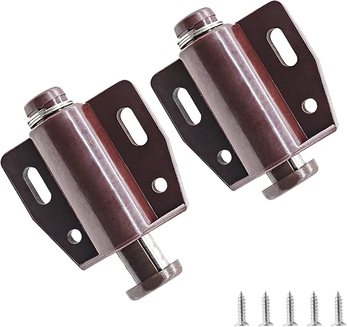 2 Pack Cabinet Magnetic Touch Latch, Push to Open Catches Magnet Push Release Latches Hardware for Kitchen Cabinet Drawer Cupboard Closet Door (Brown)-CubbioJoy