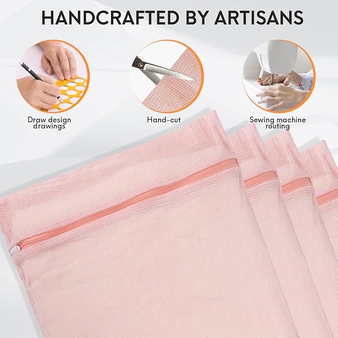 4-Piece Pink Large Durable Organic Cotton Mesh Laundry Bags with Sturdy Zippers and Breathable Mesh are Delicate Laundry Bags for Underwear, Clothes, Pants and Socks-CubbioJoy