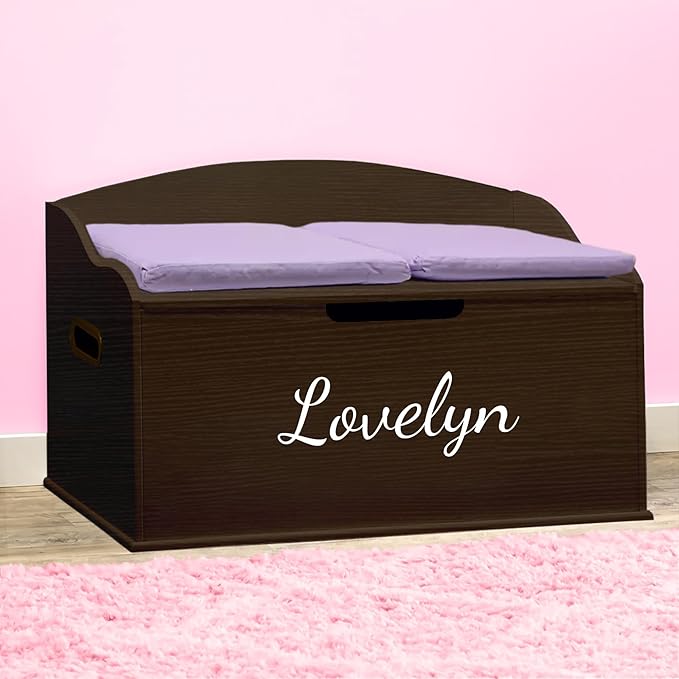 DIBSIES Personalized Creative Wonders Toy Box, Signature Series for Girls, 30 x 19.25 x 18 inches, Soft-Close Lid (Espresso)-CubbioJoy