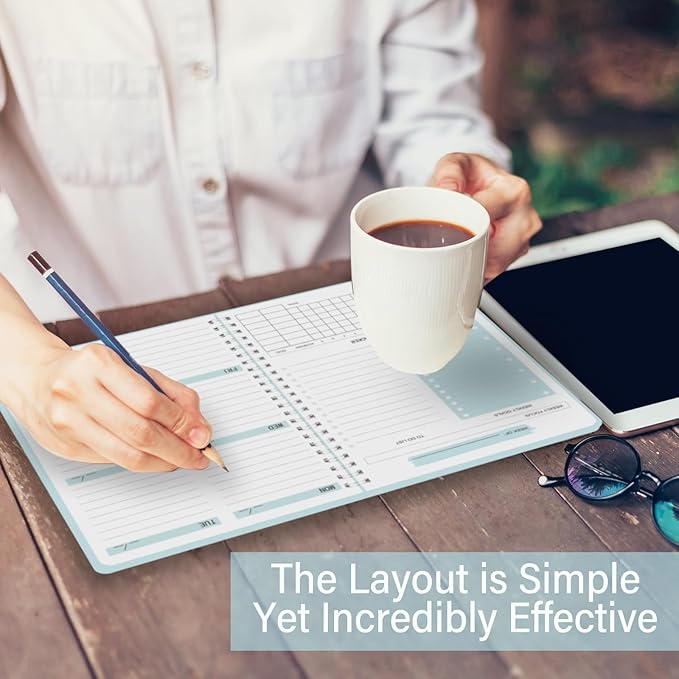 Undated Weekly Planner, Weekly To Do List Notebook with Goal & Habit Tracker Organizer, A5 5.7" x 8.0" Weekly Planner Notebook with Spiral Binding for Men or Women-CubbioJoy