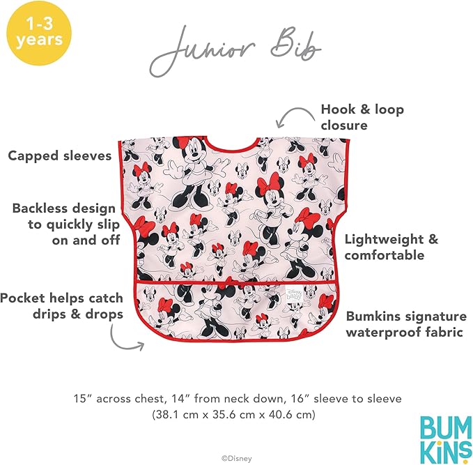 Bumkins Bibs - Toddler Bibs, Waterproof, Large for 1-3 Years, Short Sleeve-CubbioJoy