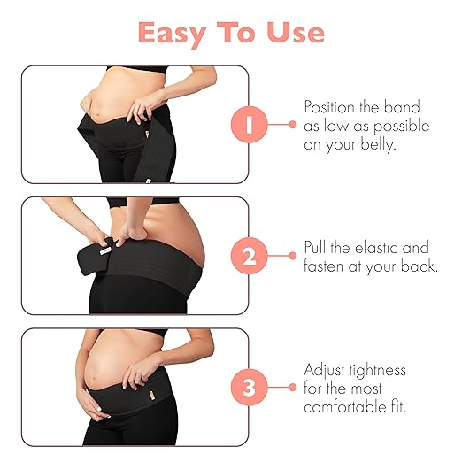 AZMED Maternity Belt Back Support - Adjustable Abdominal Binder for Pregnancy - Belly Band for Pelvic, Waist & Lower Back Comfort - Fits Up to 46 Inches - Black-CubbioJoy