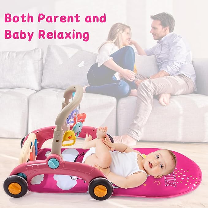 Baby Play Gym Walker Kick and Play Piano Gym for Boys Girls Play Mat Musical Tummy Time Mat Infant Christmas Newborn Gifts Toddlers (Fox Upgraded)-CubbioJoy
