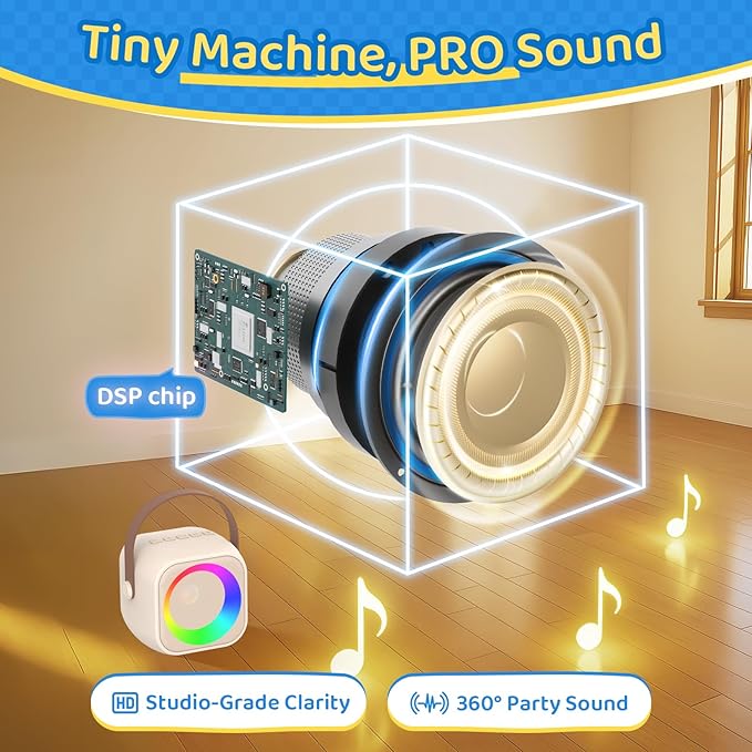 Karaoke Machine for Kids, Toys for 3-12 Years Old Girls Gifts, Kids Karaoke Microphone Machine Toy, Best Fun Christmas Birthday Gifts for 5 6 7 8 9 10 11 Years Teens Girl Boys Beige 2 Mic-CubbioJoy
