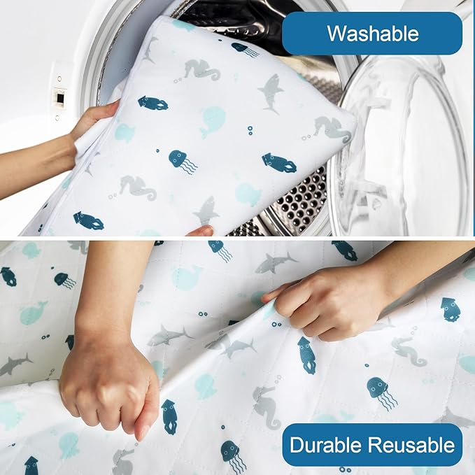 Incontinence Bed Pads 2 Pack, Bed Pads Washable Waterproof, Pee Pads for Kids, Adults, Elderly, and Pets, Bed Wetting Pads for Twin and Toddler Beds, Reusable Puppy Pads, Non Slip and Easy to Change-CubbioJoy