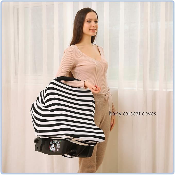 Car Seat Covers High Stretchy- Carseat Canopy for Babies, Multi- use Breastfeeding Covers, Baby Shower Gifts for Boys and Girls-CubbioJoy