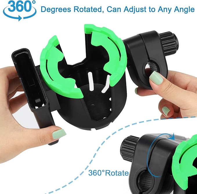 Accmor Stroller Cup Holder with Phone Holder, Universal Cup Holder, Bike Cup Holder, 360° Rotatable Large Caliber Drinks Holder for Stroller, Bike, Wheelchair, Walker-CubbioJoy