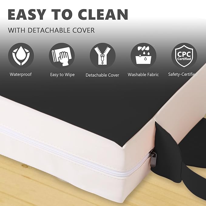 Booster Seat for Kitchen Chair with Adjustable Straps, Toddler Booster Seats for Dining Table Portable for Travel Camping Eating, Booster Cushion for Table for Baby Child Infant Kid Boy Girl-CubbioJoy