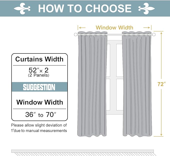 ChrisDowa 100% Blackout Curtains for Bedroom with Black Liner, 2 Thick Layers Total Blackout Thermal Insulated Grommet Window Curtains 2 Panels Set (Greyish White, 52 x 72 Inch)-CubbioJoy