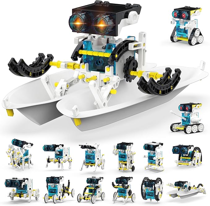 30-in-1 STEM Solar Robot Kit Toys, 243 Pieces Educational Building Science Experiment Kit for Kids Aged 8-12, Birthday Gifts Kids Aged 8 9 10 11 12 13 Years Old(White)-CubbioJoy