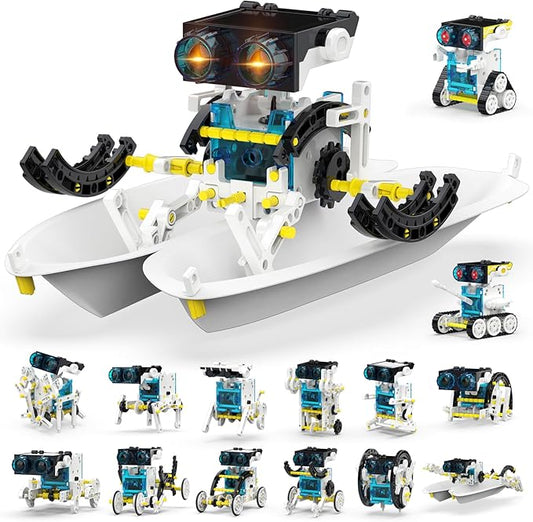 30-in-1 STEM Solar Robot Kit Toys, 243 Pieces Educational Building Science Experiment Kit for Kids Aged 8-12, Birthday Gifts Kids Aged 8 9 10 11 12 13 Years Old(White)-CubbioJoy