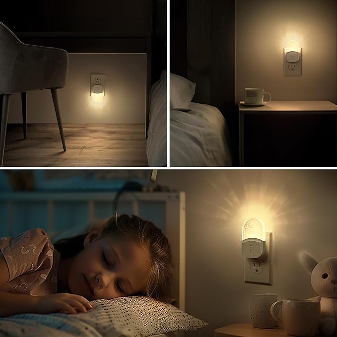 Bubble Night Light Plug in, LED Acrylic Night Light, 2 Pack, Decorative Dimmable Nightlight Dusk to Dawn Sensor, Soft 3000K Warm Nightlight for Bathroom, Hallway, Bedroom-CubbioJoy