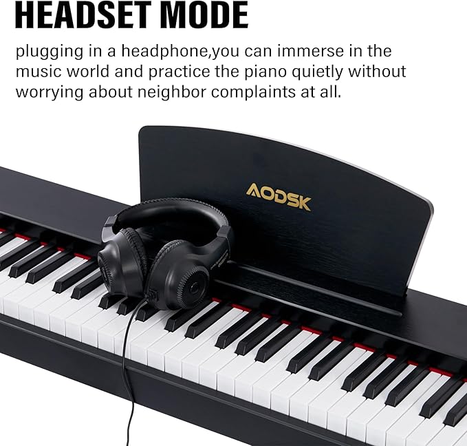 AODSK 88 Keys Digital Piano,Full-size semi weighted key,128 Tones & Rhythms, MIDI/USB Connectivity, Headphone Jack-CubbioJoy