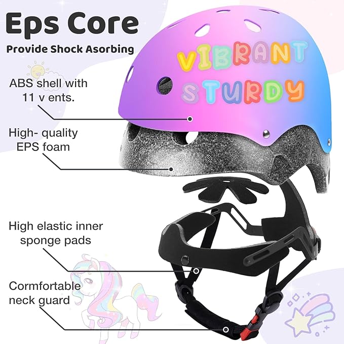 Color Gradient Adjustable Kids Bike Helmet Toddler Skateboard Helmets Boys Girls Child Ventilation Helmet for Multi-Sports Skating Cycling Scooter Balance-CubbioJoy