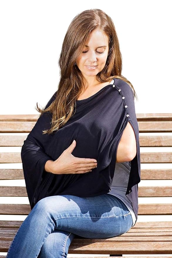 Byrd & Blume Maternity Nursing Cover Breathable Lightweight Breastfeeding Cover Wrap Shawl Scarf Poncho Full 360 (Navy, One size)-CubbioJoy