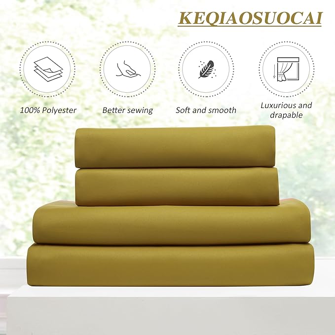KEQIAOSUOCAI Yellow Pinch Pleated Curtains 120 Inch Length 2 Panels Set Noise Cancelling Window Drapes for Nursery Bedroom Living Room 40x120-CubbioJoy