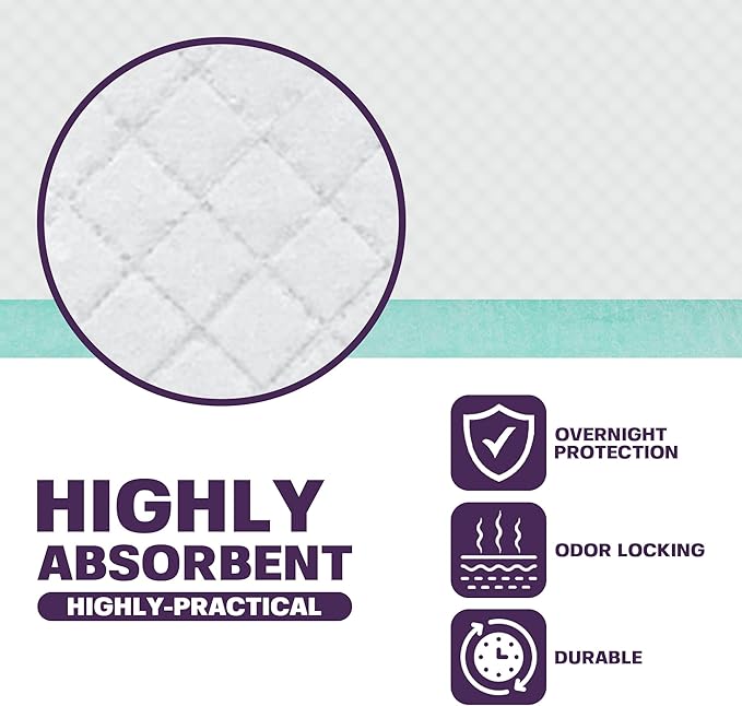 Disposable Bed Pads for Adults 17 x 24 (100 Count) - Super Absorbent and Waterproof - Incontinence Bed Pads, Chuck Pads, Chux Pads, Changing Pads for Baby, Pee Pads for Kids-CubbioJoy