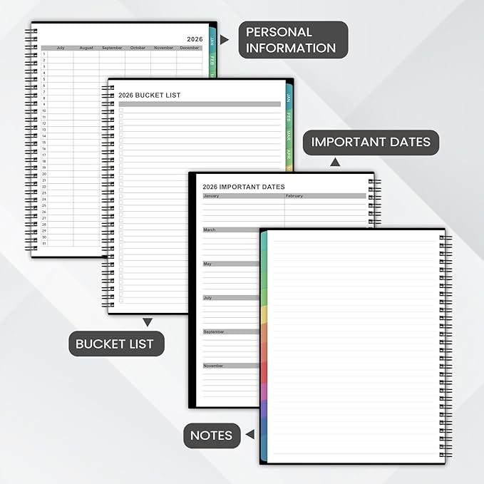 2026 Monthly Planner - 2026 Planner/Calendar, JAN 2026 - DEC 2026, Monthly Planners with Colorful Tabs, Planners for Daily Organizing - Waterproof Cover (8" x10", Notes Pages, Black)-CubbioJoy