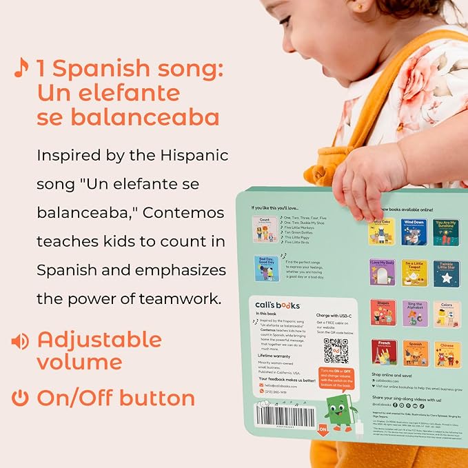 Cali's Books Spanish Count - Nursery Rhymes Sound Book for Babies and Toddlers 1-3, Baby Book with Songs for Kids, Educational Song Learning Toys, Libros en Espanol para ninos (Contemos)-CubbioJoy