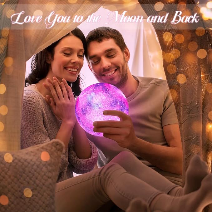 BRIGHTWORLD 7.1inch Galaxy Lamp 16 Colors Moon Lamp 3D Printing, Remote & Touch Control USB Rechargeable, Birthday Gifts for Women Room Decor Aesthetic（Black Hand Base）-CubbioJoy