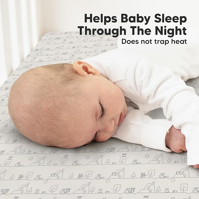 KeaBabies 2-Pack Organic Crib Sheets for Boys, Girls - 52x28 Fitted Crib Mattress Sheet Neutral, Breathable Jersey Cotton Cover for Baby Bed, Toddler Mattress, Soft & Cute Prints (KeaPixel)-CubbioJoy