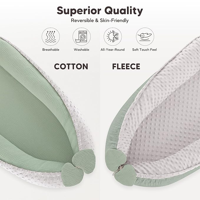 Baby Lounger - Infant Lounger Pillow for Newborn 0-24 Months, Soft, Breathable & Portable Baby Lounger Pillow for Boys & Girls, Cozy Baby Floor Seat for Home & Travel (Green)-CubbioJoy