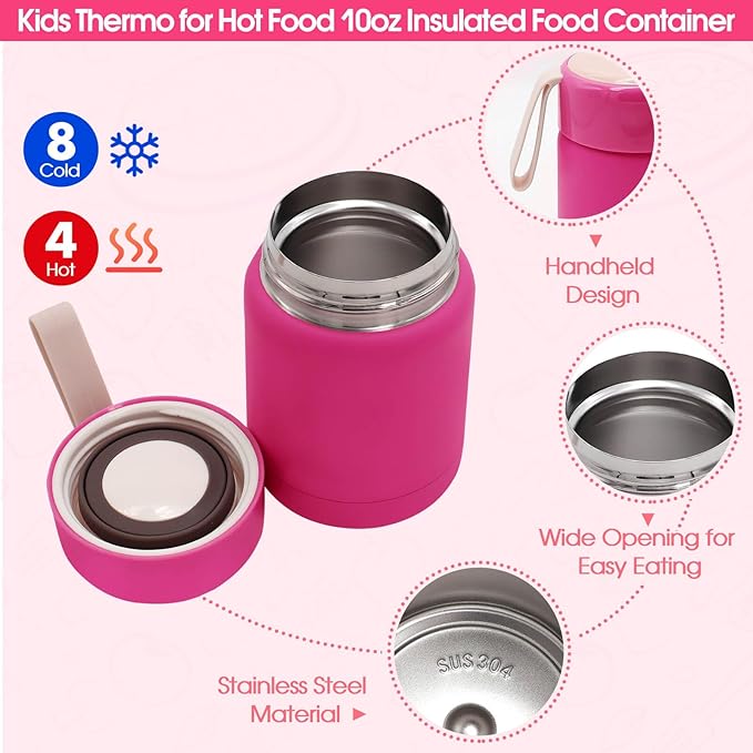 Bento Lunch Box Set for Kids with 10oz Thermo Food Jar, Leak-Proof Lunch Containers with 6 Compartment, Nylon Preppy Lunch Bag with Adjustable Strap for Girls School Travel Picnic-CubbioJoy