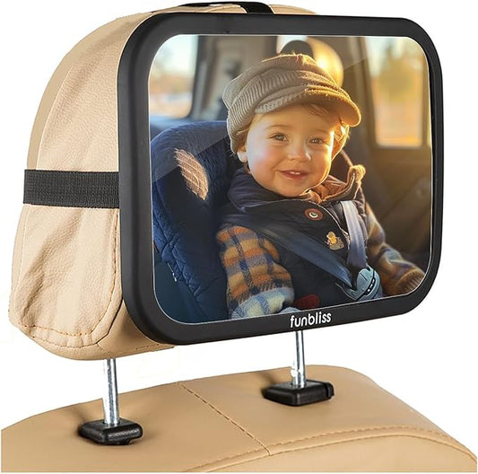 Baby Car Mirror Most Stable Backseat Mirror with Premium Matte Finish,Ultra High Definition PMMA Material, Secure and Shatterproof,Black-CubbioJoy