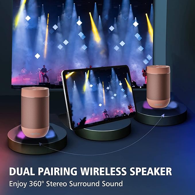 comiso Portable Bluetooth Speaker,Waterproof Speaker IP65,5.3 Bluetooth,360 HD Sound,TWS Stereo Pairing,Built in Mic, Support TF Card,Ideal Gift for Men/Women -Pink-CubbioJoy